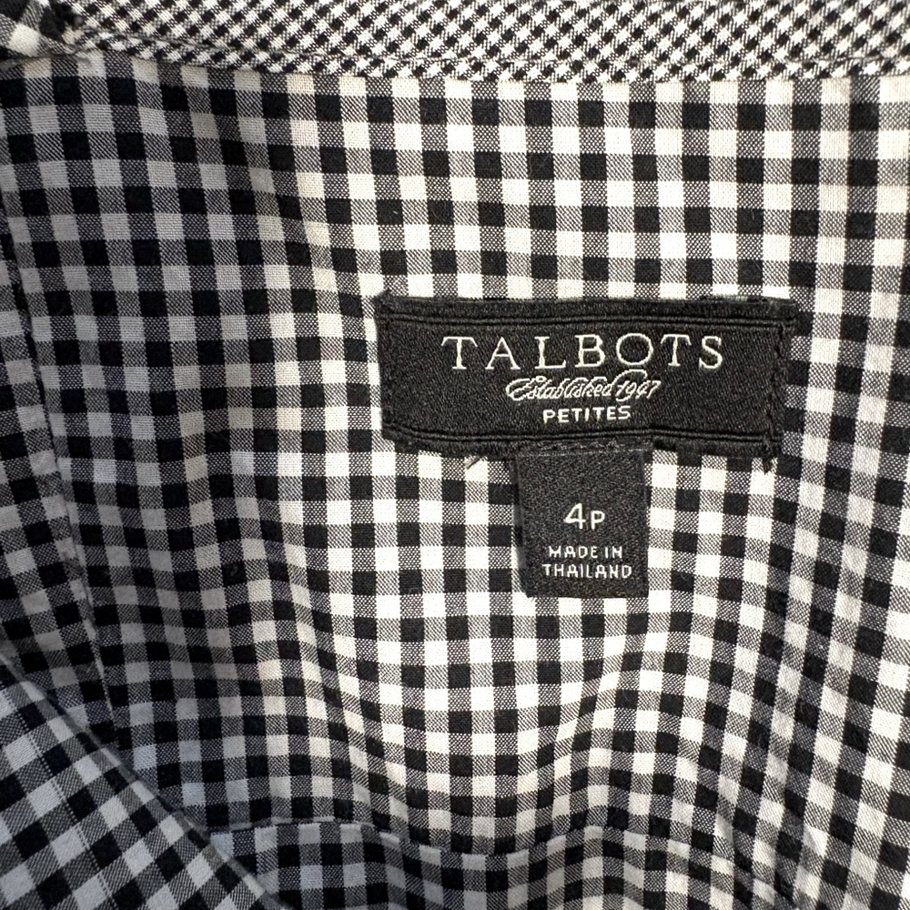 Talbots 100% Cotton Elegant Black and White Gingham Checkered Dress w/bias belt - Picture 3 of 4